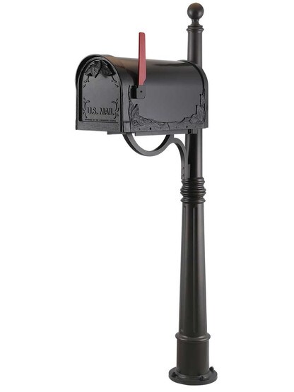 Floral Curbside Mailbox with Ashland Post in Oil-Rubbed Bronze.